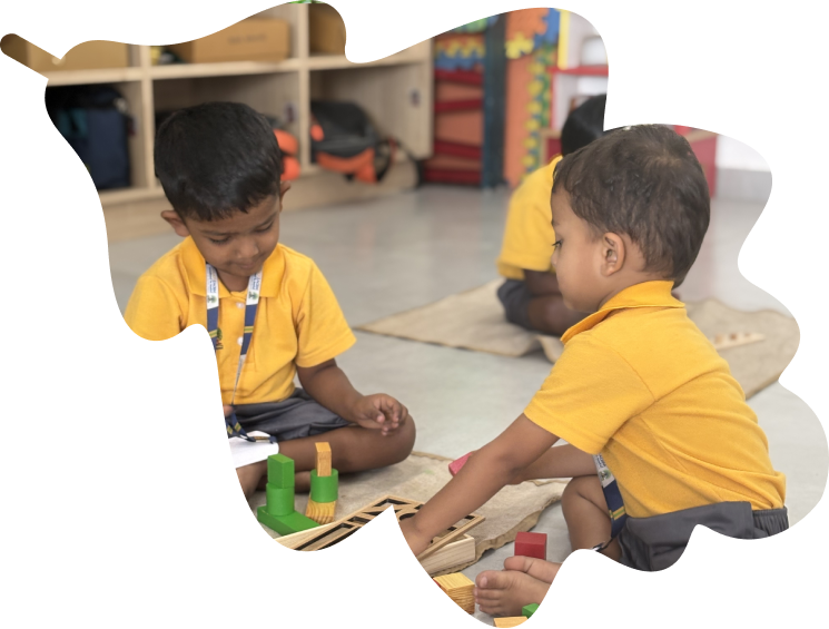Pre-school children playing outside at midas touch